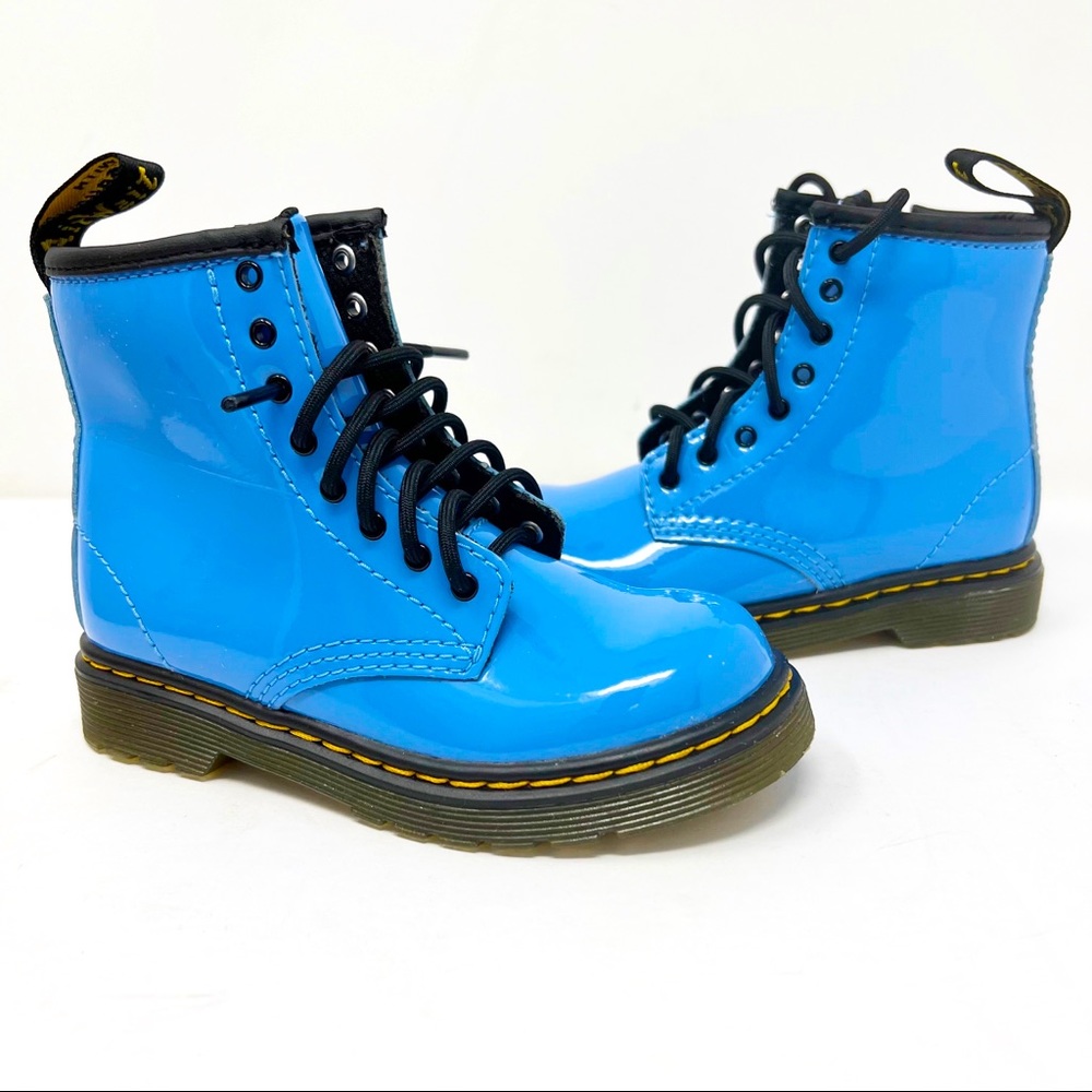 Dr. Martens 1460 T Patent Leather Lamper Boots Kids Unisex Blue  Size 9